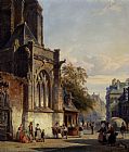 Cornelis Springer Town Square Before A Church A Capriccio painting